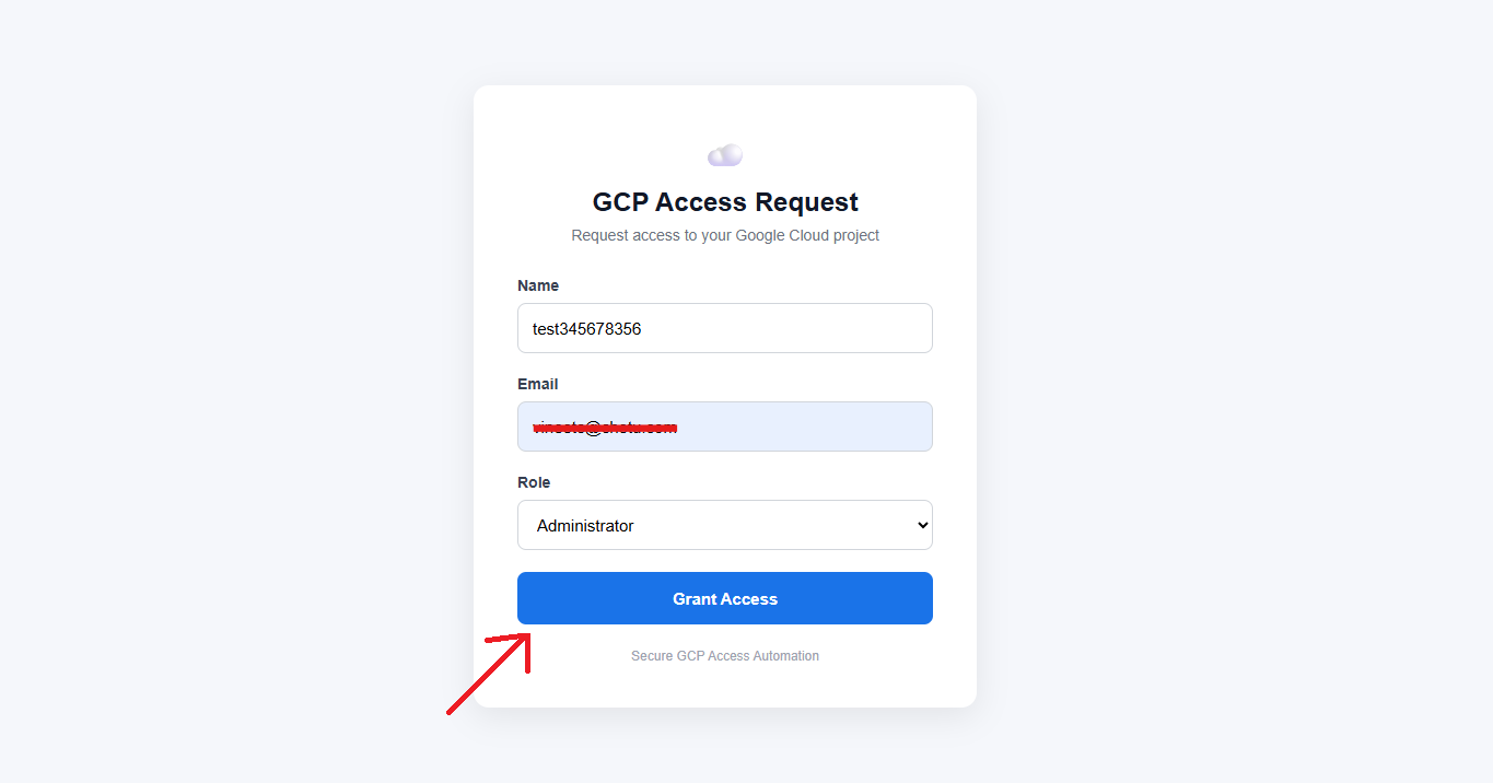 GCP Access Request Page